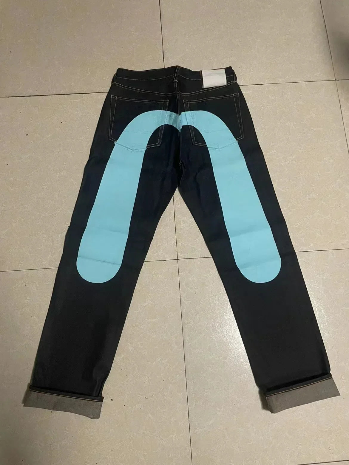 Retro 90s Japanese Style Street Personality Printed Straight DenimTrousers Y2K Rock Gothic Punk Loose Jeans Couple Clothing K-8