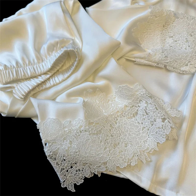 Pyjama Woman Silk Satin Sleepwear For Sleeping Clothes New Fashion Lace Home Clothing Women's Pajamas Suit Femme Nightwear