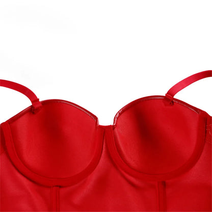 Wechery Women Leather Corset Top Crop Bustier Gothic Bra Push Up Bodice Sexy Lingerie Corselet Party Short Camis Plus Size 6XL