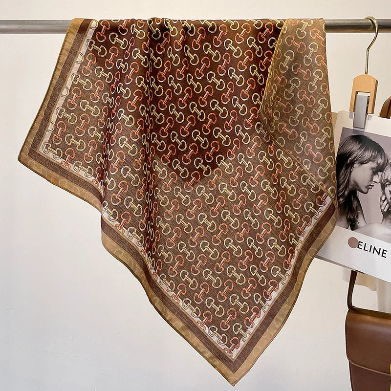 Fashion 70cm Cotton Square Scarf Women Floral Print Design Bandanas Lady Scarves Headband Accessories Handkerchief Hair QME186-03 65x65cm