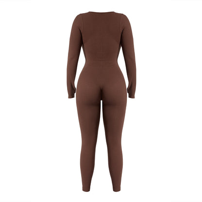 Long Sleeve Jumpsuit Women Bodycon One-piece Outfit Jumpsuit Square Neck Casual Streetwear Rompers Overalls playsuits Bodysuit Badiee Stylez
