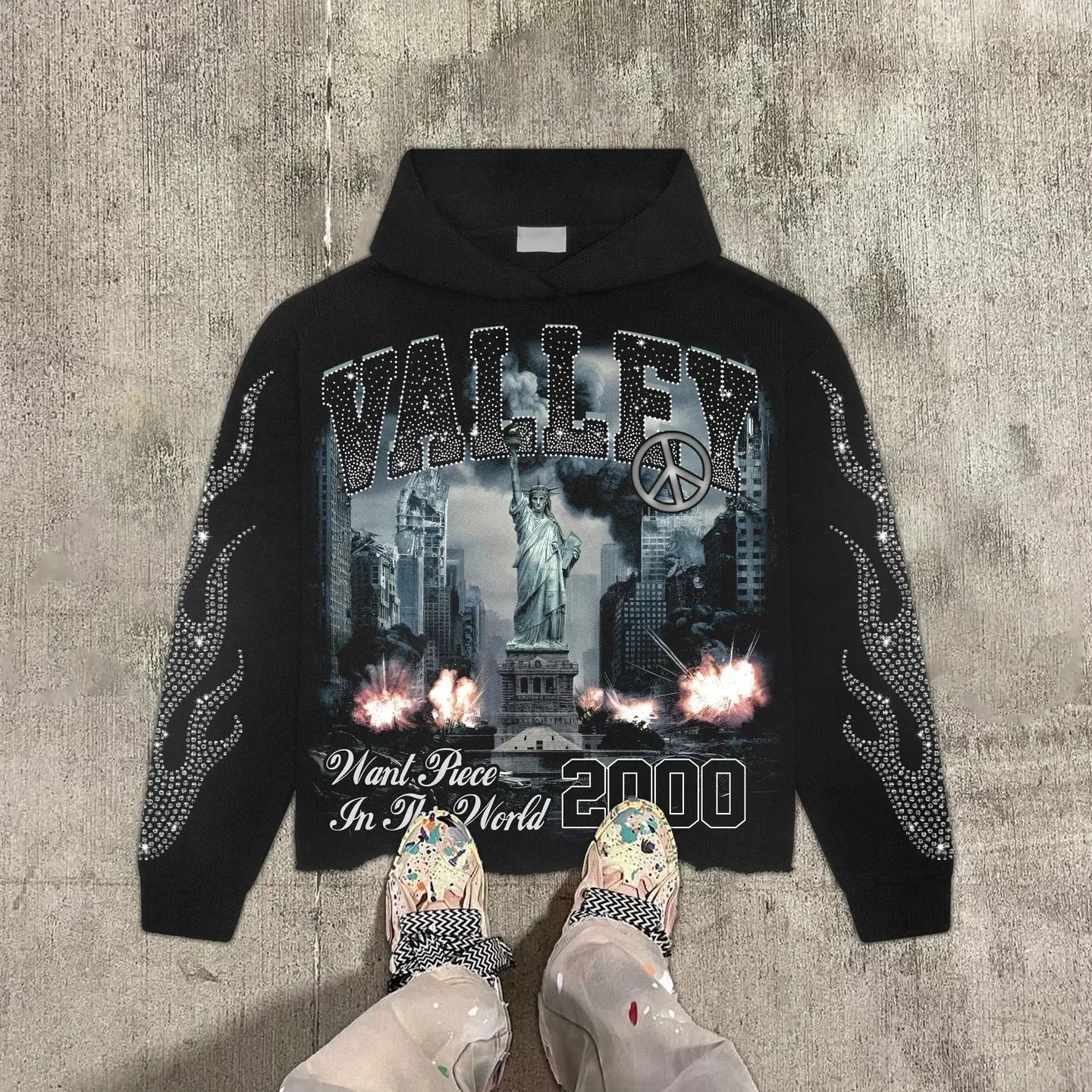 Gothic grunge Vintage Streetwear War Graphic Print Hoodies Women Y2k Tops Sweatshirt goth Oversized zip up Hoodie Mens Clothes 5