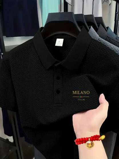 Stylish Men's Polo Shirt - Exquisite Craftsmanship, Classic Lapel & Button Closure, Solid Color