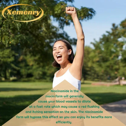 Niacinamide Vitamin B3 Capsules - Supports Skin Cell Health, Whitens Skin, Promotes Brain Function, and Enhances Energy