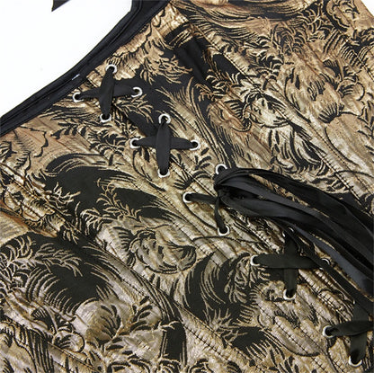 Blue Jacquard Corset Sexy Shoulder Straps Overbust Bustiers Crop Top Lace Up Brocade Vest Lingerie Gothic For Women Outfit