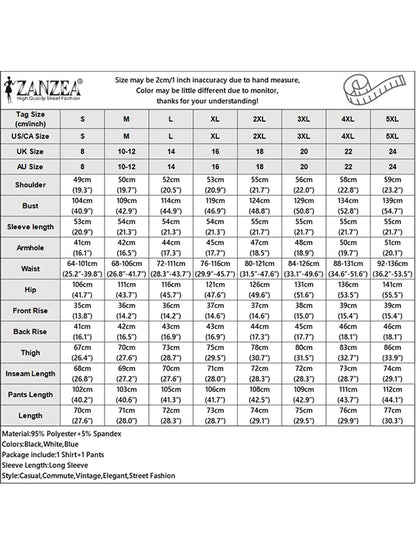 ZANZEA Autumn Vintage Pant Sets Women Fashion 2 Piece Outfits 2025 Elegant Long Sleeve Print Tops and Elastic Waist Pants 2pcs Badiee Stylez