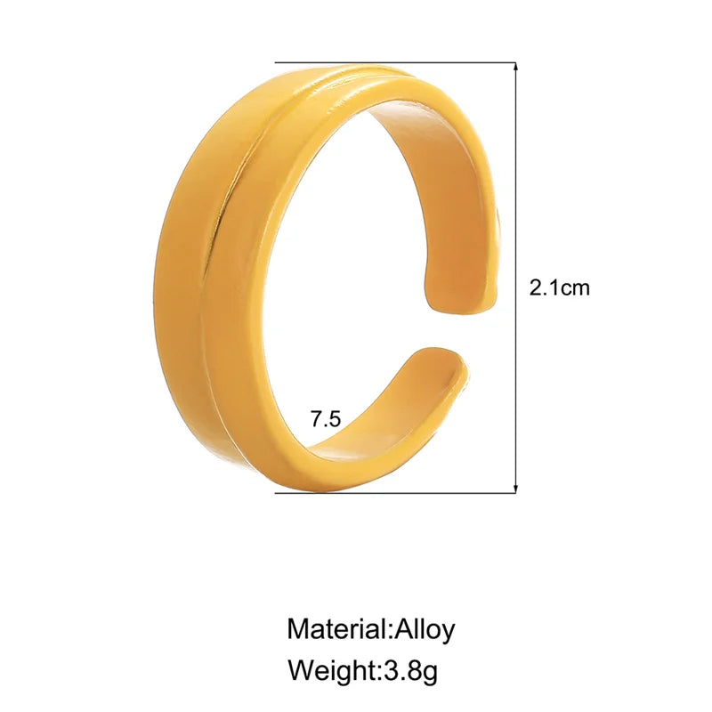 2022 Summer Colorful Ring Set Wholesale Fashion Geometric Chain Candy Color Irregular Opening Rings Women Party Finger Jewelry