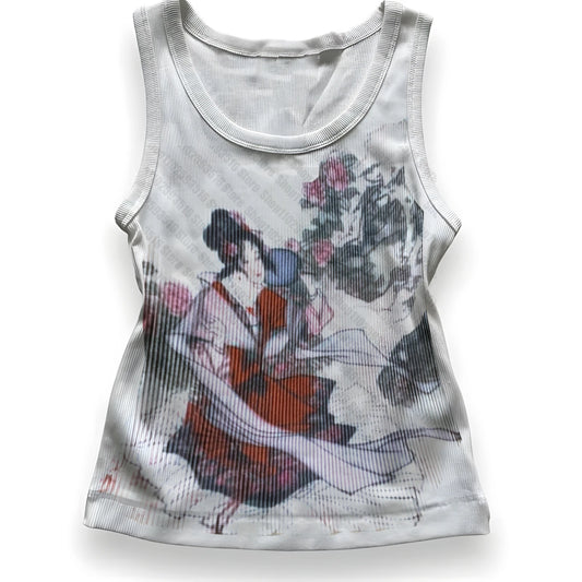 Crop Top Sexys Women's Cropped Emo Gothic Clothes Shoujo Girl Aesthetic Tops for Women 90s Clothes Vintage Female Clothing Y2k WHITE