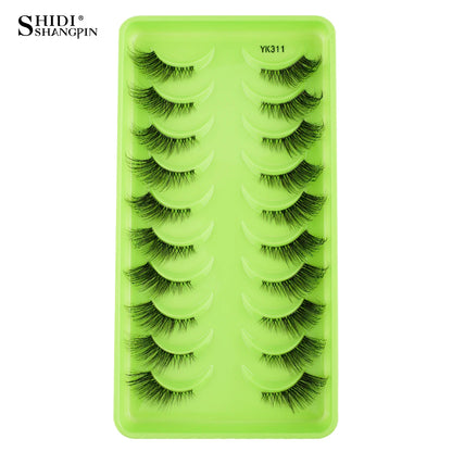 SHIDISHANGPIN 5/10Pairs False Lashes Cat Eye Eyelashes Eyelash Extension 3D Mink Half Lashes Natural Makeup faux Cils maquiagem 10 Pairs YK311