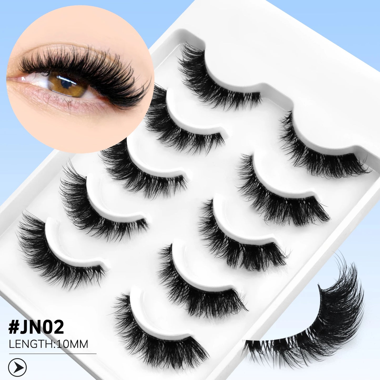 GROINNEYA Cat Eye Lashes Natural Fluffy False Lashes With Winged Ends For Extended Natural Look Soft Clear Stem Lashes Makeup JN02