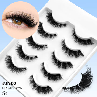 GROINNEYA Cat Eye Lashes Natural Fluffy False Lashes With Winged Ends For Extended Natural Look Soft Clear Stem Lashes Makeup JN02