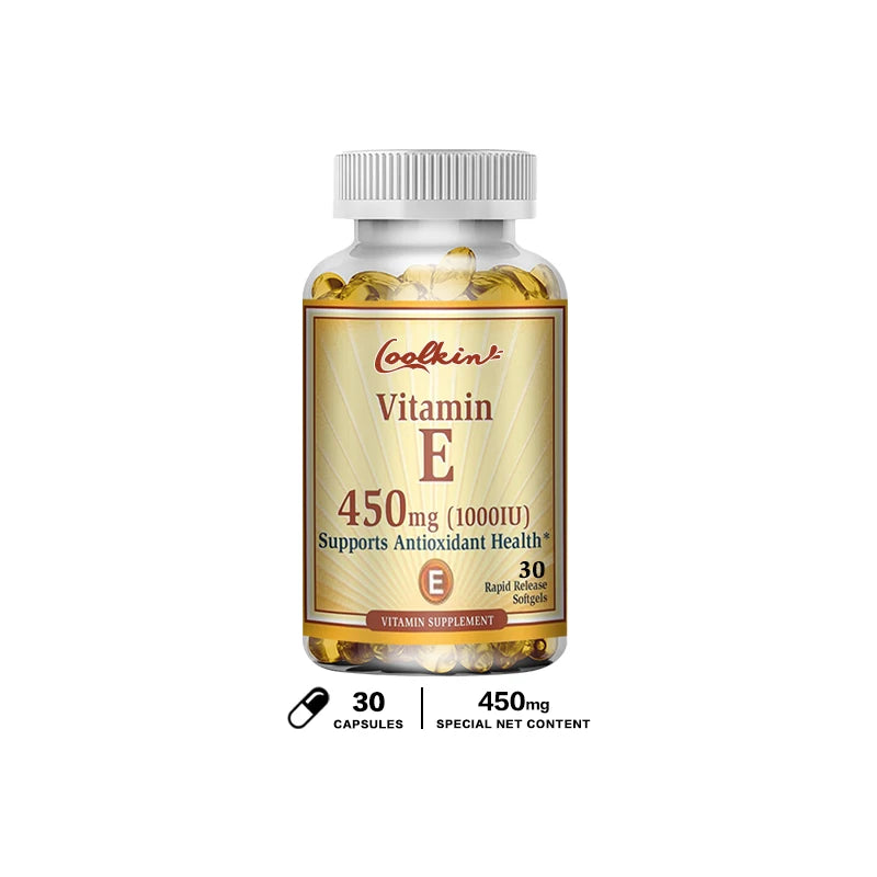 Vitamin E Capsules 450mg - Skin Firming, Wrinkle Reduction, Anti-aging, Antioxidant 30 Capsules