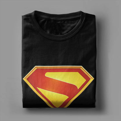 Supermans Logo Pure Cotton T-Shirt For Men's Beach Aesthetic T Shirts Round Neck Hipster Tees Oversized Custom DIY Clothes