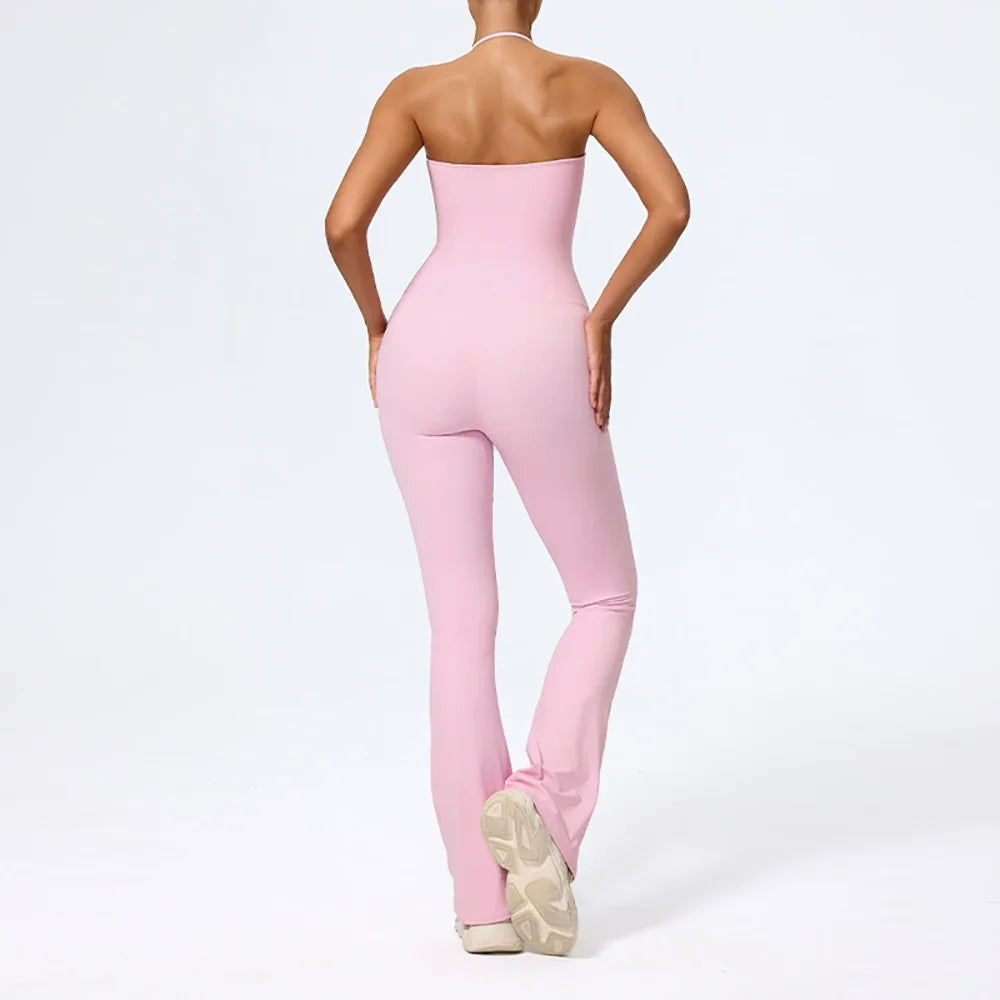 Fashionable Peach-Shaped Hip-Lifting And Neck-Hanging Yoga Jumpsuit For Women Casual And Slightly Flared Fitness Yoga Wear Badiee Stylez