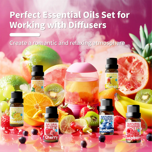 22Type Fruit Essential Oils Skincare Fragrance Oil for Diffuser Candles Making -Strawberry Lemon Mango Cherry Raspberry - Badiee Stylez