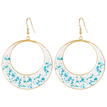 New In Earrings Dried Flower Crystal Dangle Hoop Earrings For Women Stainless Steel Diycharm Long Earring Cute Jewelry Wholesale 6