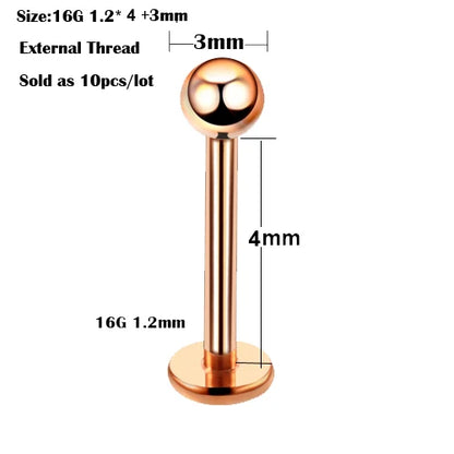 10Pcs/20Pcs/50Pcs G23 Titanium Labret Piercing Internal & External Design Lip Piercing Labret Stud Cartilage Helix Piercing Badiee Stylez