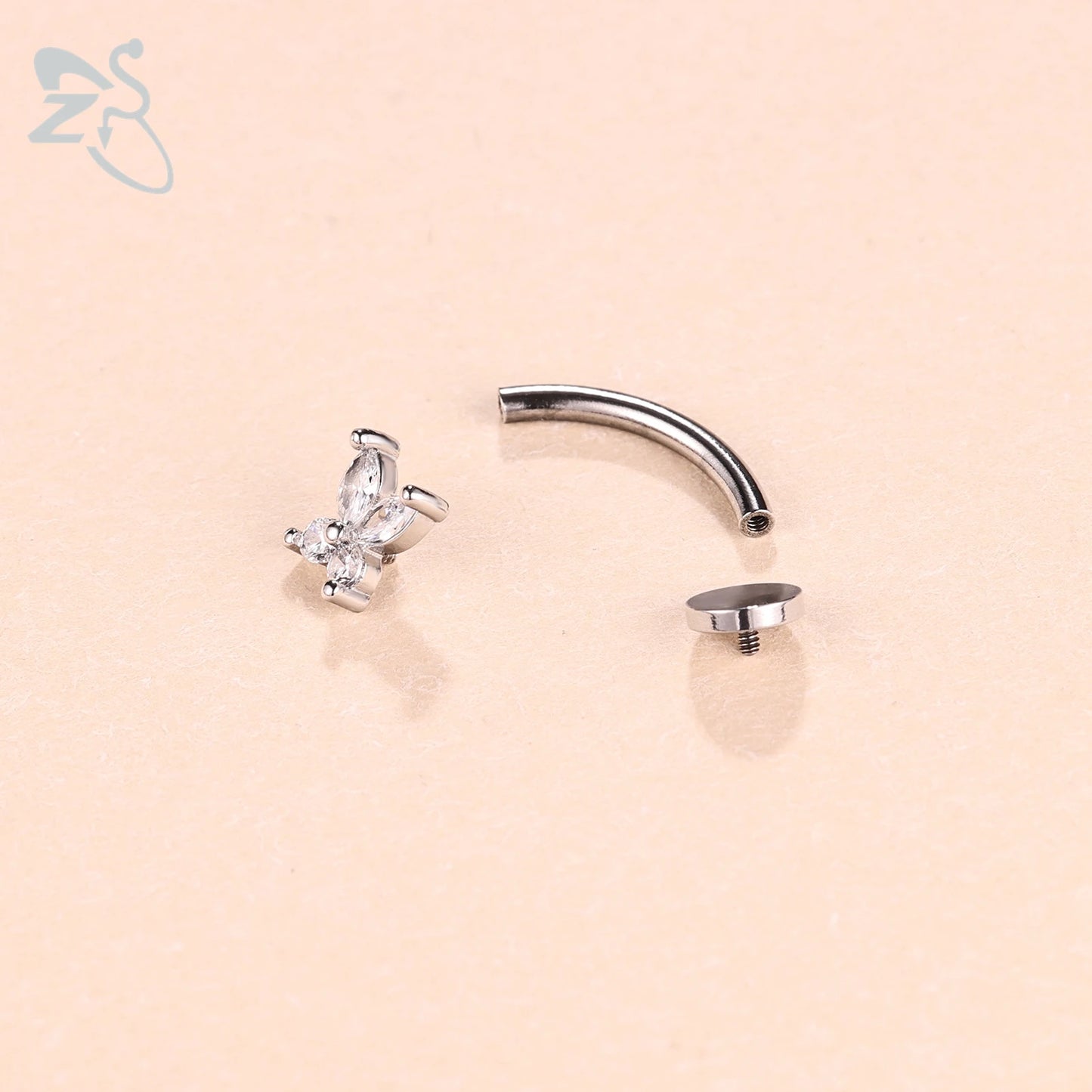ZS 1 Piece Internal Thread Stainless Steel Belly Button Ring Floating Navel Piercings 14G Curved Umbilical Ring Jewelry 6MM-14MM Badiee Stylez