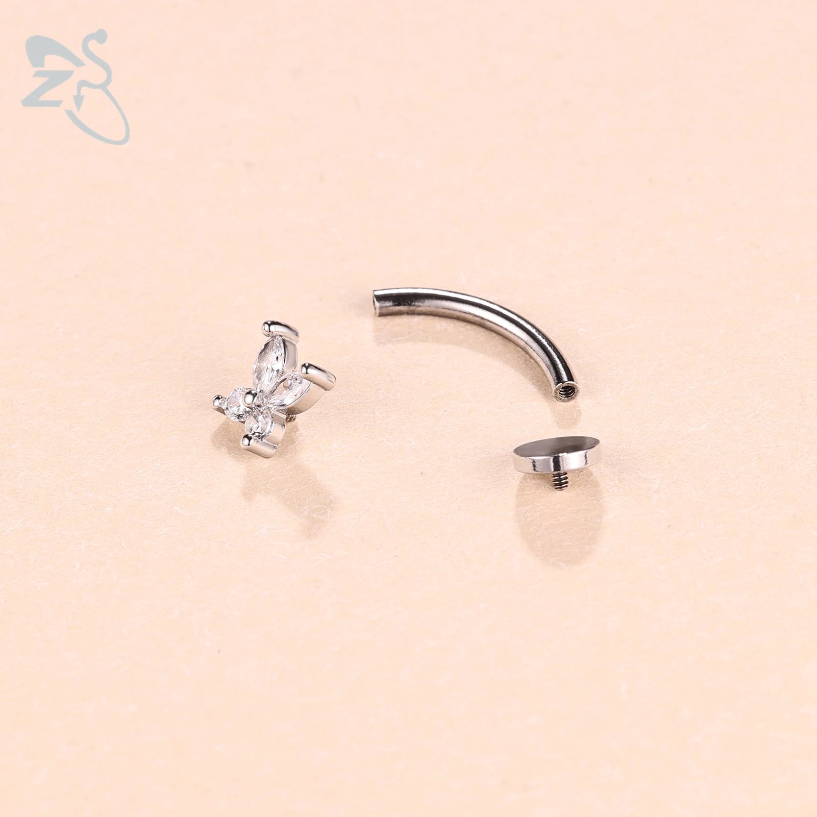 ZS 1 Piece Internal Thread Stainless Steel Belly Button Ring Floating Navel Piercings 14G Curved Umbilical Ring Jewelry 6MM-14MM Badiee Stylez