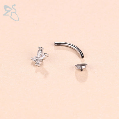 ZS 1 Piece Internal Thread Stainless Steel Belly Button Ring Floating Navel Piercings 14G Curved Umbilical Ring Jewelry 6MM-14MM Badiee Stylez