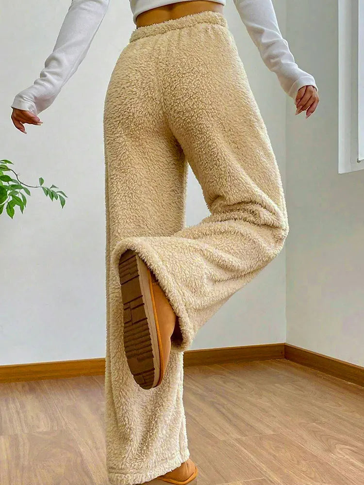Women's New Trousers Autumn Winter Streetwear Fashion Drawstring Casual Slim Pants Solid Versatile Warm Trousers Female Clothing