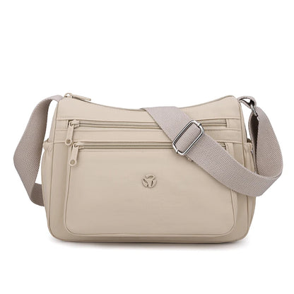Just Hold A Lot Waterproof Nylon Shoulder Crossbody Bags for Women Messenger Travel Daily Use Bags Suitable for Mothers Shopping Naiyou White