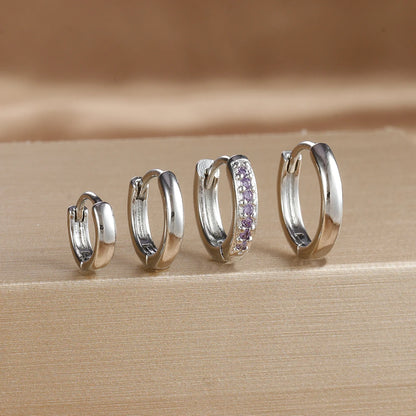 4PCS Set Stainless Steel Huggie Minimal Hoop Earrings 6/8/10mm Crystal Zirconia Helix Tragus Cartilage Earrings Piercing Jewelry Badiee Stylez