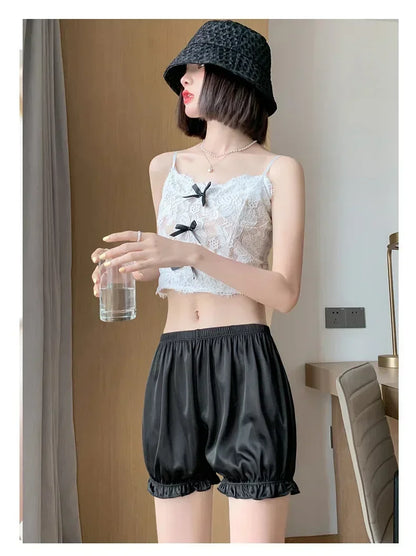 Summer Thin Safety Pants Women JK Leggings Women Anti-slip Safety Pants Women Loose Wear Shorts Home Pajama Pants Women White