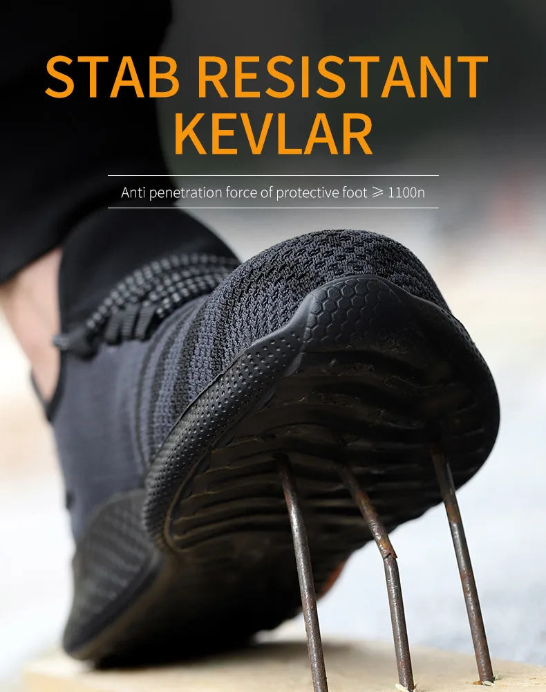 Men Work Safety Shoes Anti-puncture Working Sneakers Male Indestructible Work Shoes Men Boots Lightweight Men Shoes Safety Boots - Badiee Stylez