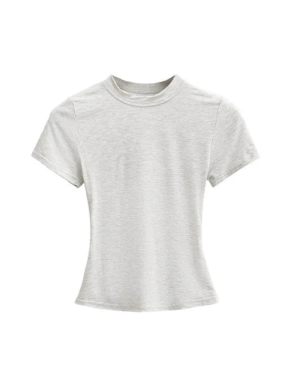 2025 New High Quality Casual T shirt Sexy Slim Short Sleeves Fashion Trend Solid Women Clothing y2k Tops