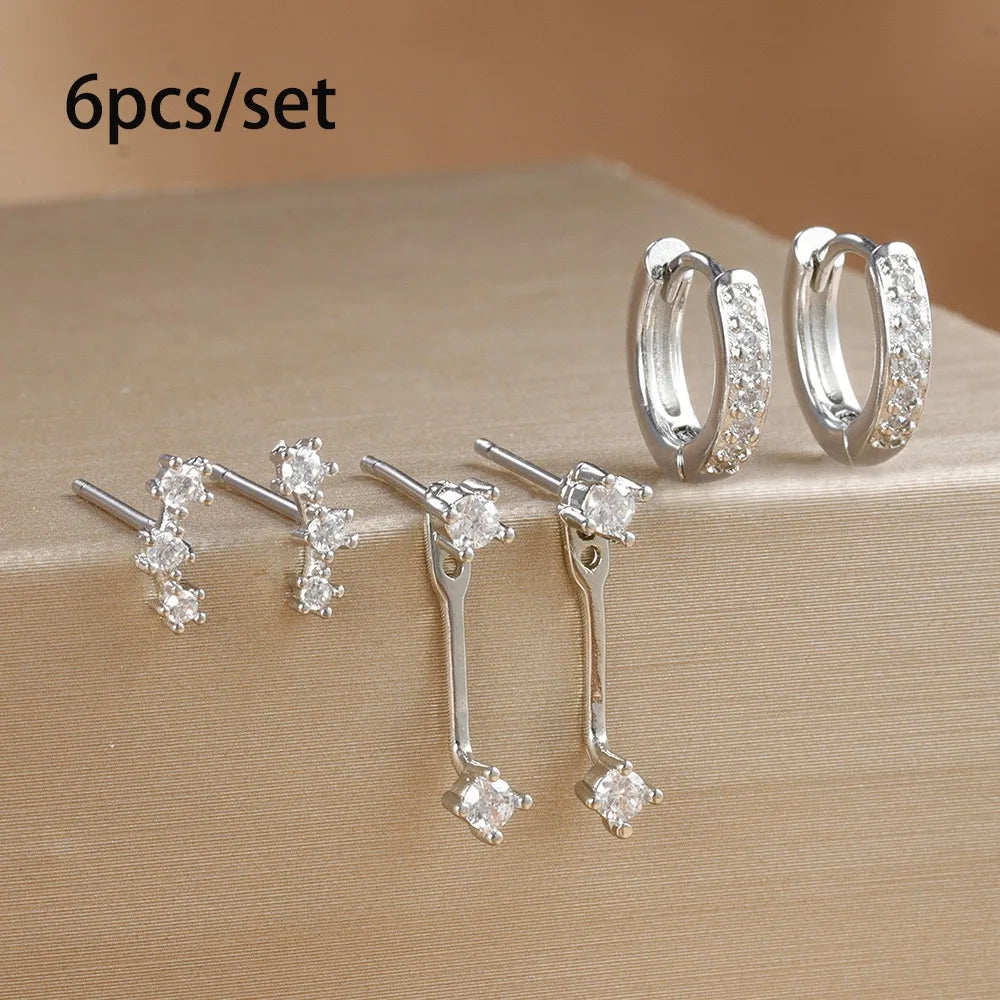 3 Pairs Exquisite Zircon Little Huggies Hoop Earrings Set for Women Stainless Steel Unique Cartilage Earring Piercing Jewelry Badiee Stylez