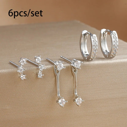 3 Pairs Exquisite Zircon Little Huggies Hoop Earrings Set for Women Stainless Steel Unique Cartilage Earring Piercing Jewelry Badiee Stylez