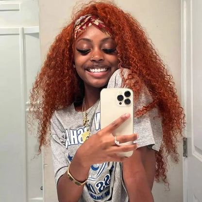 200% Density Headband Reddish Brown Wig Human Hair Ginger Deep Wave Burgundy 99J Curly Water Wave Glueless Wigs Clearance Sale Ginger 350 Wig United States