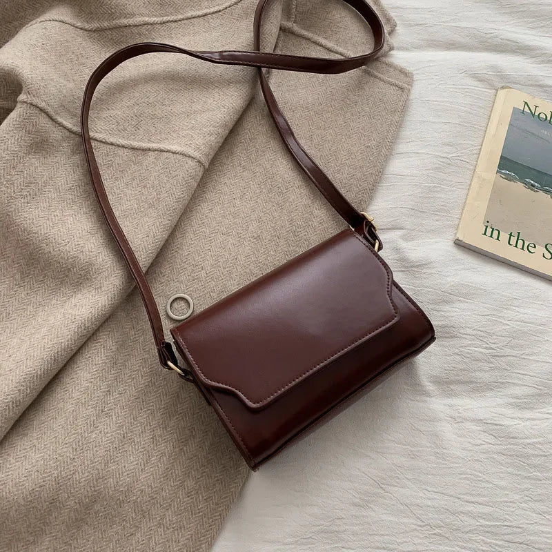 Mini Crossbody Bag for Women PU Leather Shoulder Bags Luxury Designer Handbag Fashion Female Messenger Small Square Pocket deep brown (20cm<Max Length<30cm) CHINA