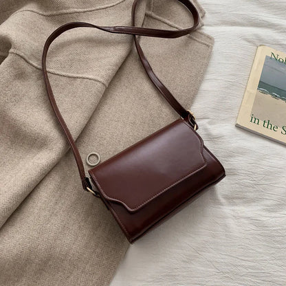 Mini Crossbody Bag for Women PU Leather Shoulder Bags Luxury Designer Handbag Fashion Female Messenger Small Square Pocket deep brown (20cm<Max Length<30cm) CHINA