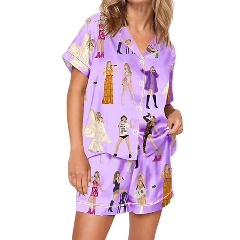 2025 Taylor Pajamas Set Shirt And Pant Matching Sleepwear Women's Pajamas Trouser Sets Comfortable Homewear Gifts for Fans Purple