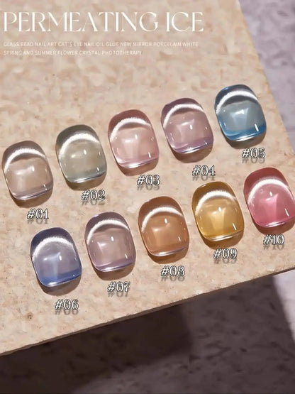 1-3pcs PSK 2025 New Whitening Purple Glass Beads Starry Crystal Nail Art Purple Glass Bead Cat Eye Gel Nail Polish Nail Supplies liulibolizhu1-10