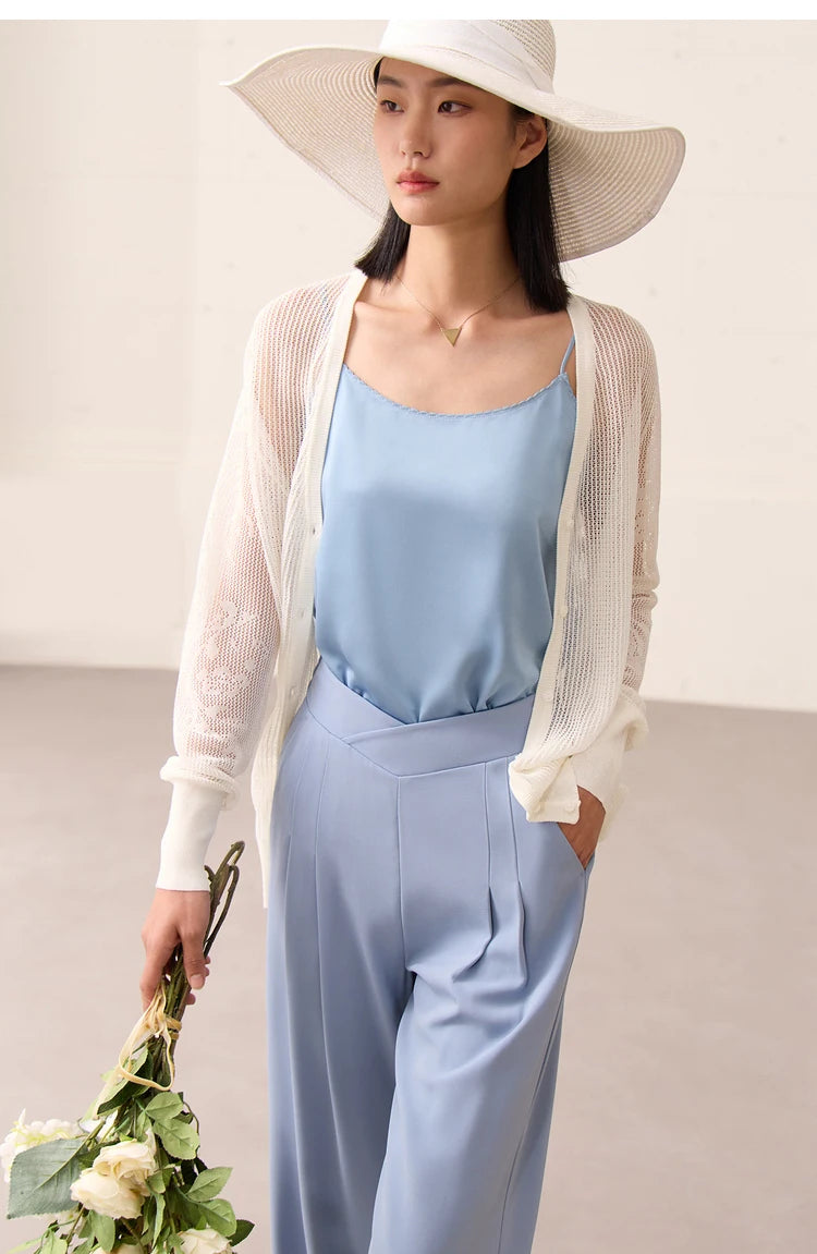 AMII Minimalism Sleeveless Top Women 2024 Summer New Camisole&Vest Office Lady Straight Chiffon Casual Female Clothing 12140330