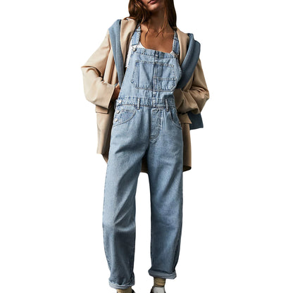 2023 Summer Black Jumpsuit Women Loose Dungarees Overalls Wide Leg Women Long Jumpsuit Ladies Overalls For Women A type 3