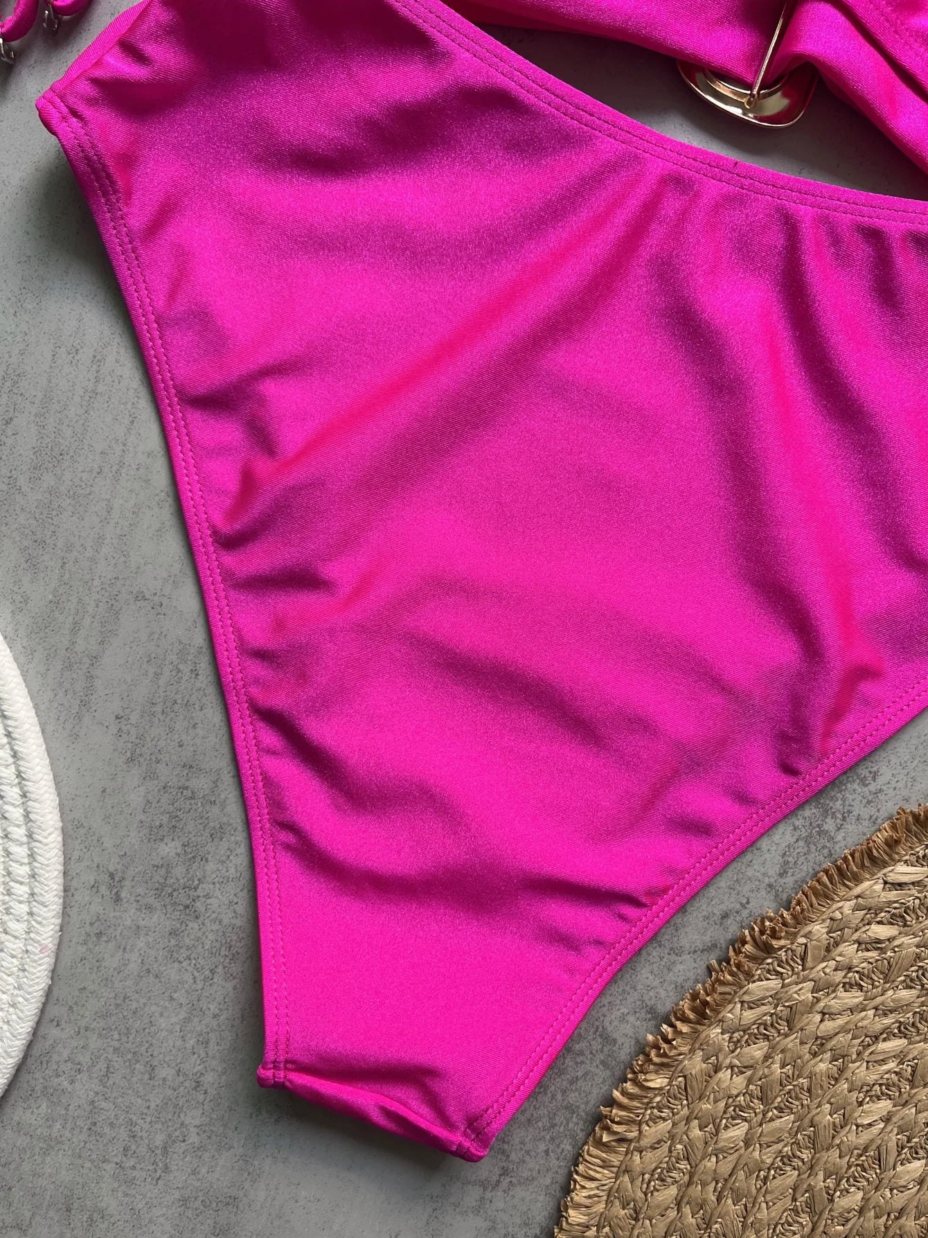 3 Colors Sexy Metal Rings Cut Out Women Swimwear One Piece Swimsuit Female Bandeau High Leg Cut Bather Bathing Suit Swim B022D