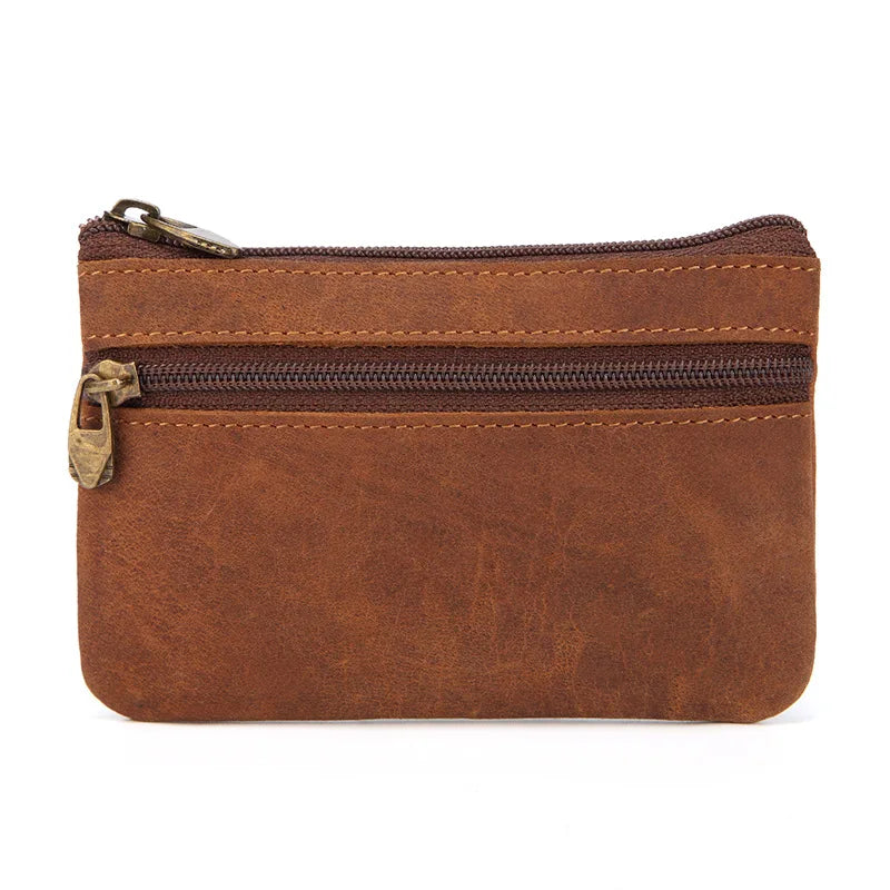 New Cow Leather Men's And Women's Change Vintage Coin Bag Headphone Purse Storage Mini Bag For Man And Woman