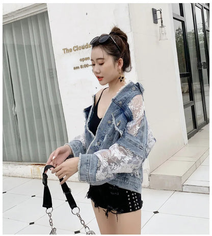 Cotton Denim Coat Women Lace Spring Autumn Ropa Cardigan Jeans Maxi Punk Gothic Bomber Jacket Windbreaker Y2k Jackets Korean