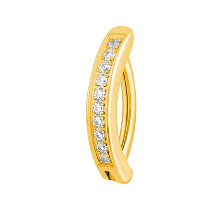 ASTM F136 Titanium PIERC Reverse Curved Clicker Navel Barbell Shiny CZ Sexy Belly Button Rings Bellybutton Sexy Piercing Jewelry TB-1266-gold CHINA