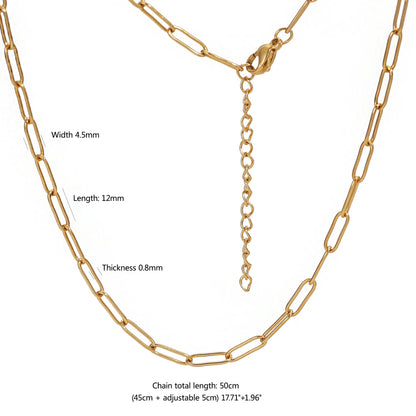 5pcs 45+5cm plated Gold Stainless Steel Link Chains Oval Bulk Necklaces Jewelry Adjustable Chains Wholesale Chokers DIY Crafts Badiee Stylez