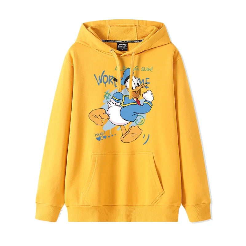 Donald Duck print pattern hooded men's and women's hoodies, trendy loose casual couple hoodies, hooded jacket, multiple colors 3