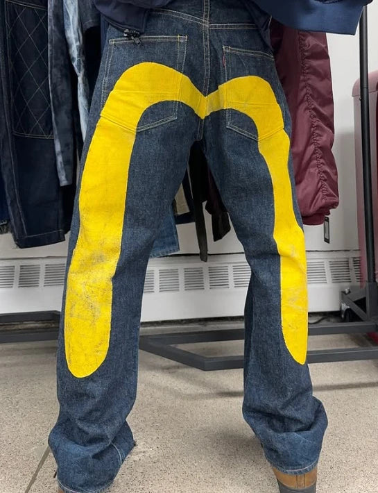 European and American hip-hop jeans men and women printing four seasons trendy trousers Gothic Y2K high street spring and summer