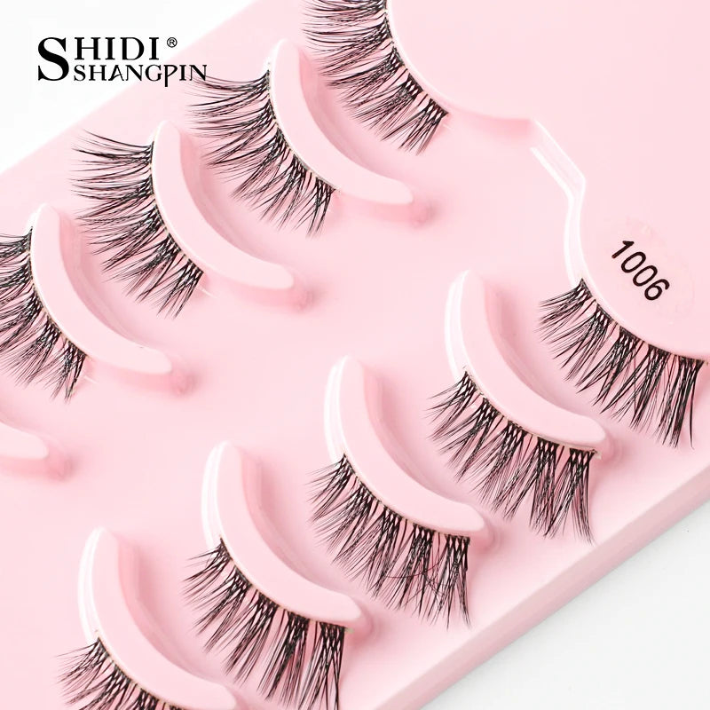 SHIDISHANGPIN 5/10Pairs False Lashes Cat Eye Eyelashes Eyelash Extension 3D Mink Half Lashes Natural Makeup faux Cils maquiagem