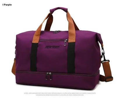 Large Capacity Travel Gym Bag Short-distance Luggage Portable Fitness Bags Shoulder Crossbody Handbags Men's Sports Waterproof B Purple