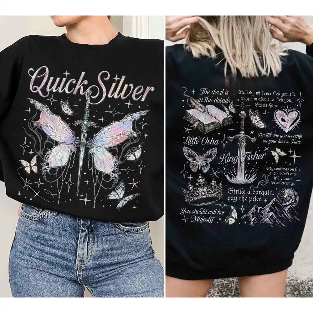 Quicksilver Two-sided Shirt For Fans Women's Saeris Fane Kingfisher Sweatshirt Little Osha Fantasy Y2K Unisex Top Streetwear black
