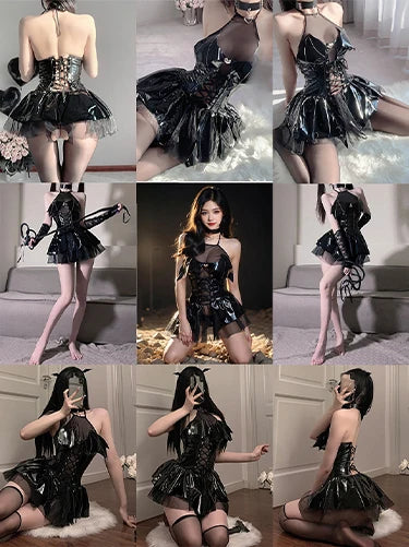 CP5XL Maid Lolita Chemise Cosplay Role Playing Costumes For Party Club Stage Apparel Bow Ties Ball Gowns Waitress Uniform Plus